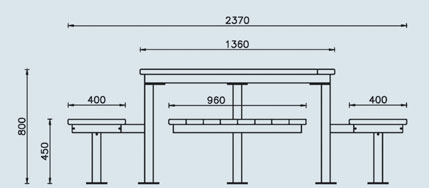 Plan du produit Set table carrée
